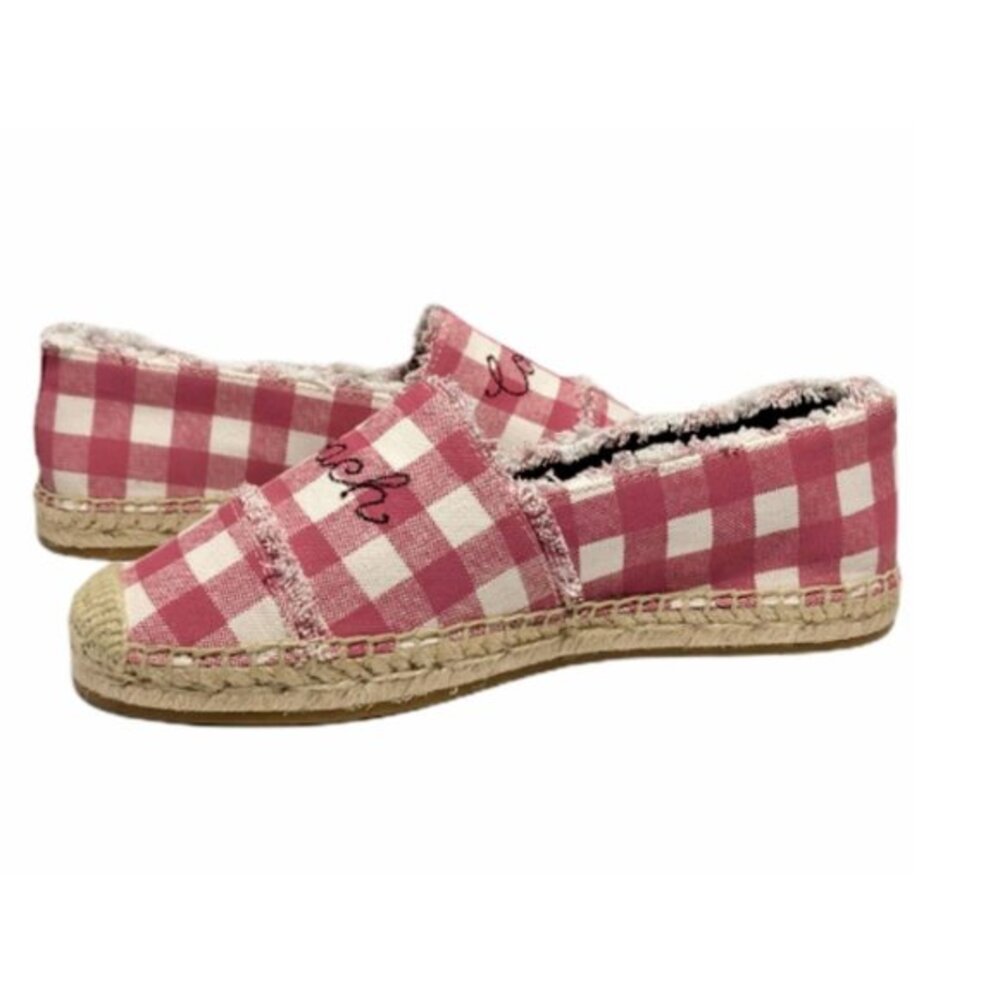 COACH CELINA GINGHAM ESPADRILLE STRAWBERRY/CHALK SHOES WOMEN'S SIZE 6.5